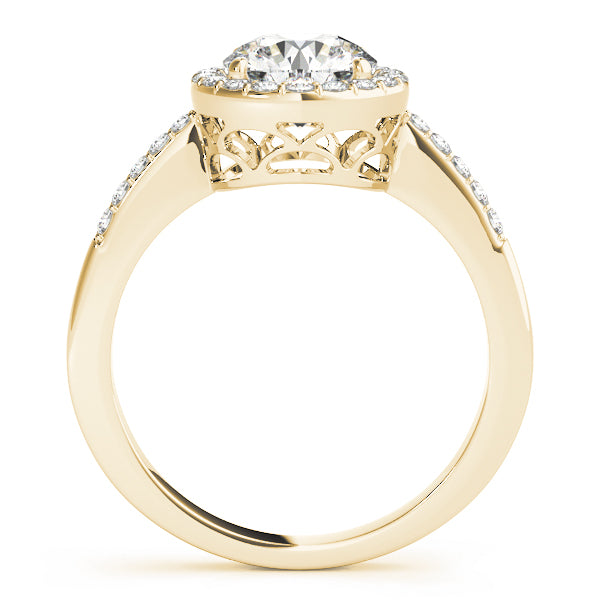 Halo Pavé Knife Edge Round Engagement Ring - Elgrissy Diamonds