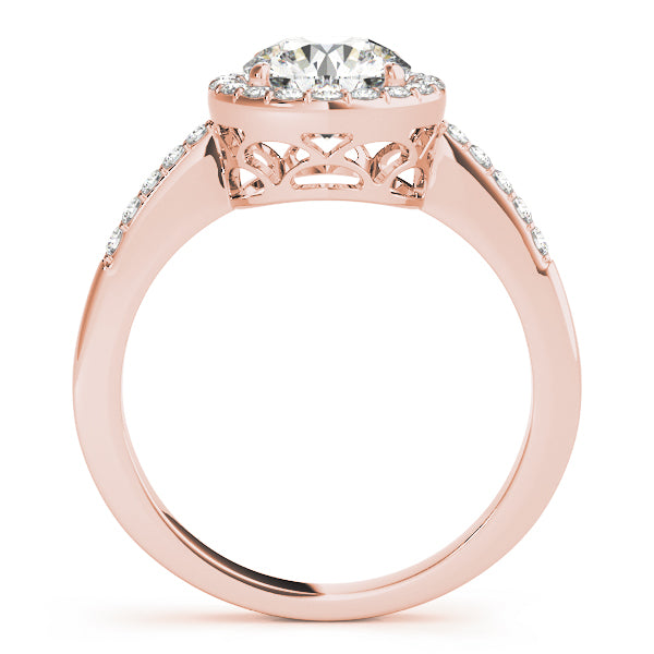 Halo Pavé Knife Edge Round Engagement Ring - Elgrissy Diamonds