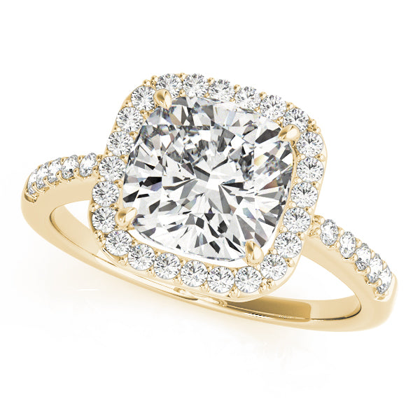 Cushion Halo Knife Edge Pavé Engagement Ring - Elgrissy Diamonds