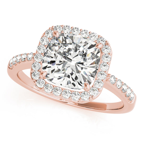 Cushion Halo Knife Edge Pavé Engagement Ring - Elgrissy Diamonds