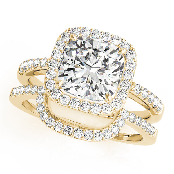Cushion Halo Knife Edge Pavé Engagement Ring - Elgrissy Diamonds