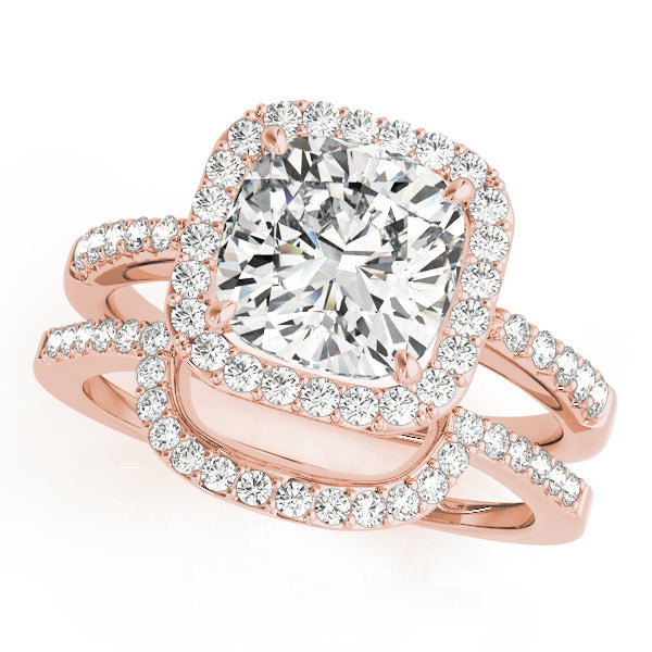 Cushion Halo Knife Edge Pavé Engagement Ring - Elgrissy Diamonds
