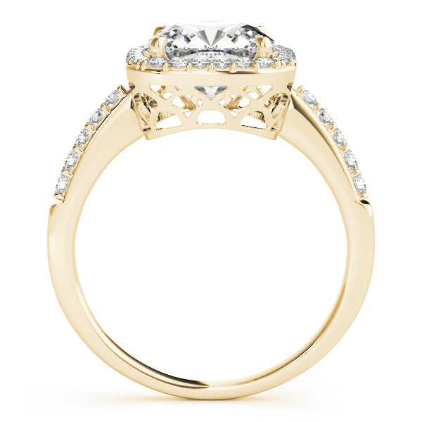 Cushion Halo Knife Edge Pavé Engagement Ring - Elgrissy Diamonds