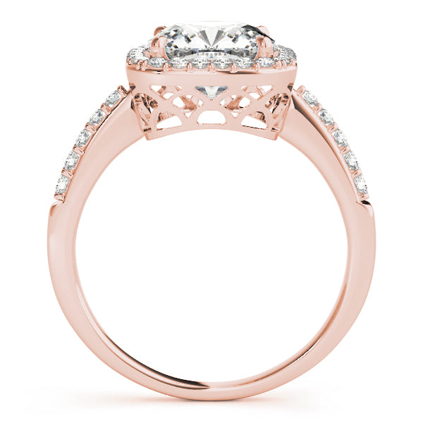 Cushion Halo Knife Edge Pavé Engagement Ring - Elgrissy Diamonds
