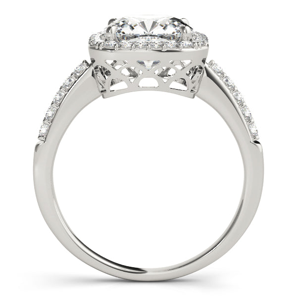 Cushion Halo Knife Edge Pavé Engagement Ring - Elgrissy Diamonds