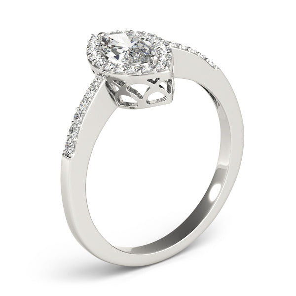 Marquise Vintage Halo Micropavé Diamond Engagement Ring - Elgrissy Diamonds