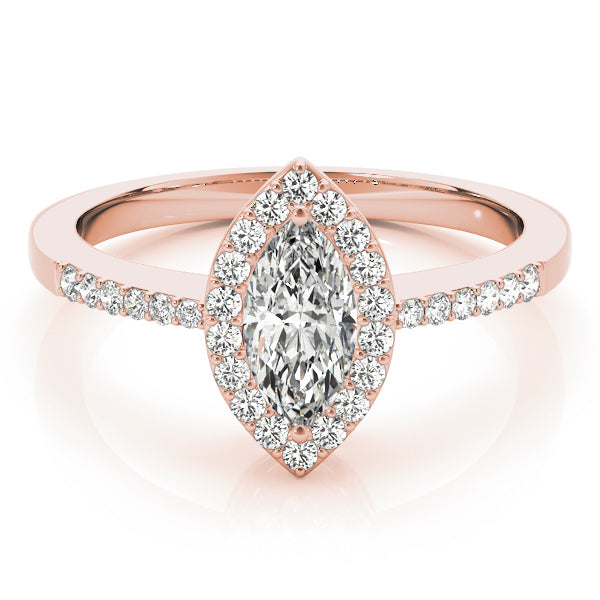 Marquise Vintage Halo Micropavé Diamond Engagement Ring - Elgrissy Diamonds