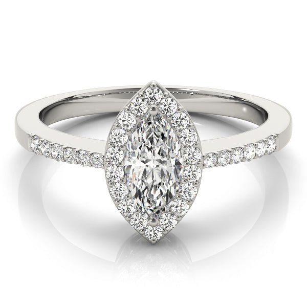 Marquise Vintage Halo Micropavé Diamond Engagement Ring - Elgrissy Diamonds
