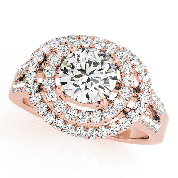Double Floating Halo Cathedral Engagement Ring - Elgrissy Diamonds