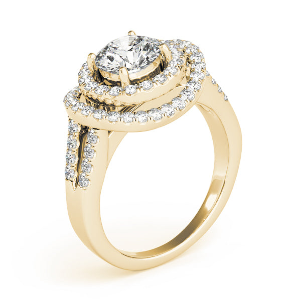 Double Floating Halo Cathedral Engagement Ring - Elgrissy Diamonds