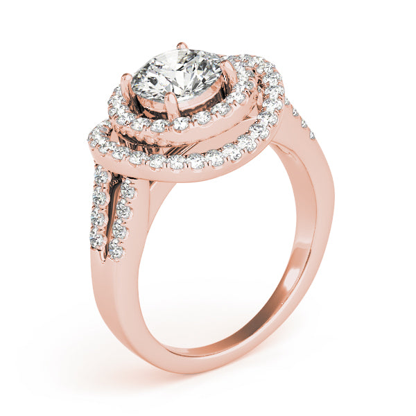 Double Floating Halo Cathedral Engagement Ring - Elgrissy Diamonds