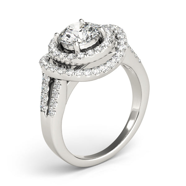 Double Floating Halo Cathedral Engagement Ring - Elgrissy Diamonds
