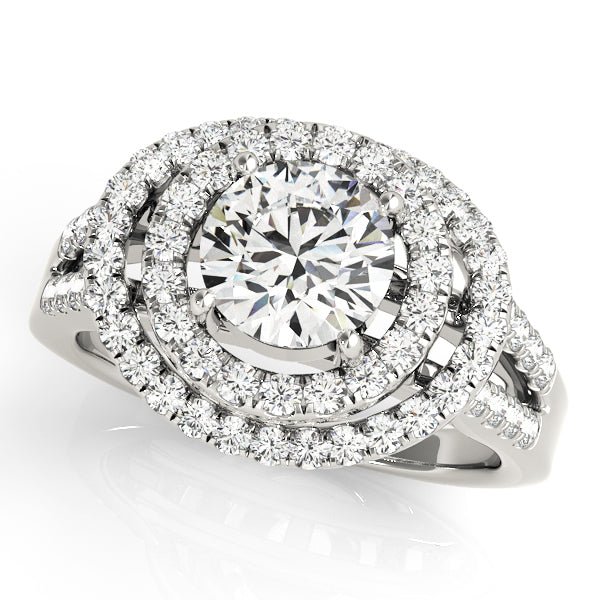 Double Floating Halo Cathedral Engagement Ring - Elgrissy Diamonds