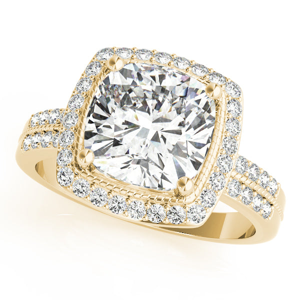 Art Deco Halo Cushion Engagement Ring - Elgrissy Diamonds