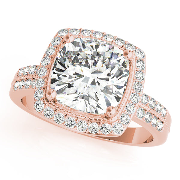 Art Deco Halo Cushion Engagement Ring - Elgrissy Diamonds