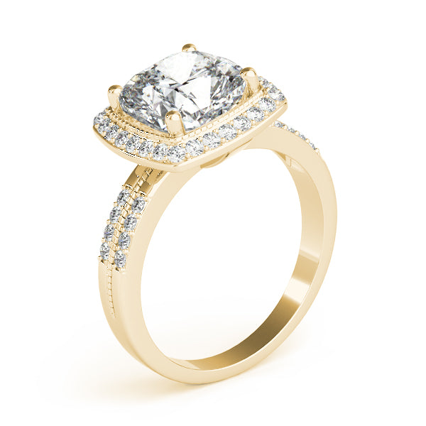 Art Deco Halo Cushion Engagement Ring - Elgrissy Diamonds
