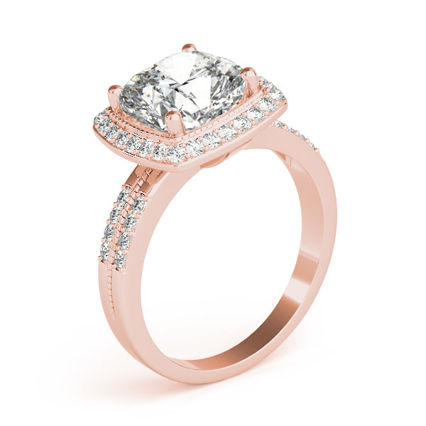 Art Deco Halo Cushion Engagement Ring - Elgrissy Diamonds