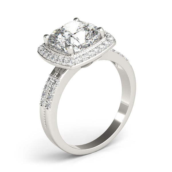 Art Deco Halo Cushion Engagement Ring - Elgrissy Diamonds
