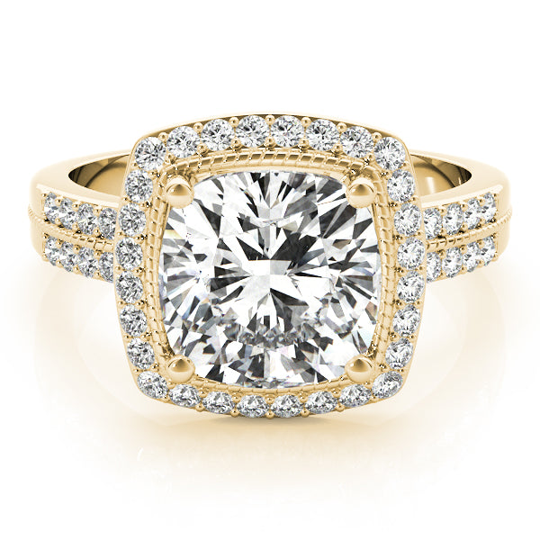 Art Deco Halo Cushion Engagement Ring - Elgrissy Diamonds