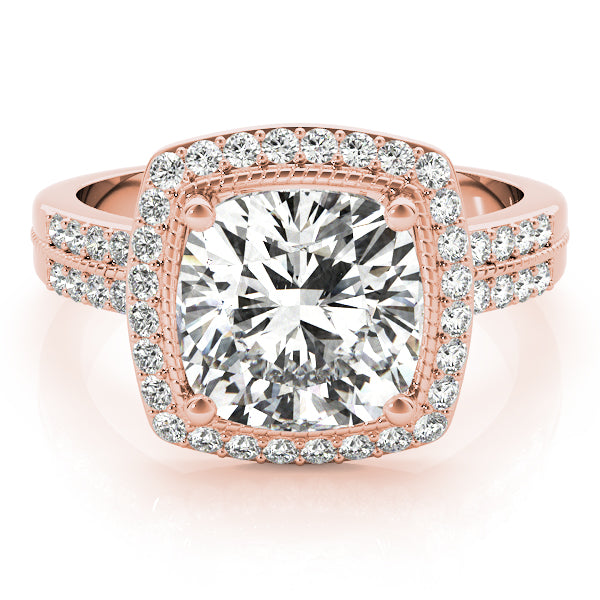 Art Deco Halo Cushion Engagement Ring - Elgrissy Diamonds