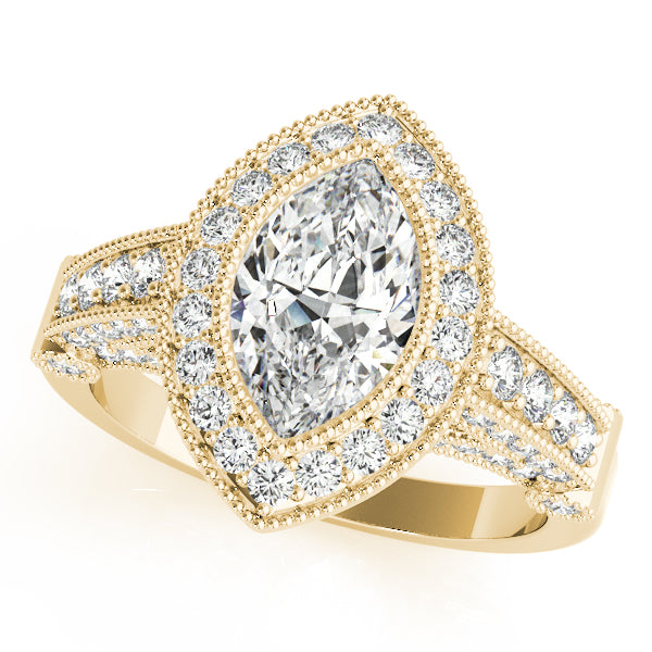 Marquise Vintage Halo Royal Pavé Diamond Engagement Ring - Elgrissy Diamonds