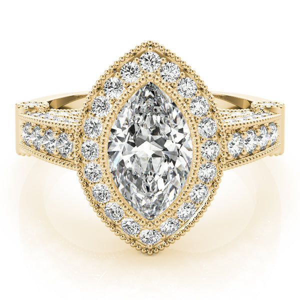 Marquise Vintage Halo Royal Pavé Diamond Engagement Ring - Elgrissy Diamonds