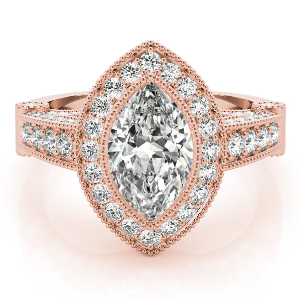 Marquise Vintage Halo Royal Pavé Diamond Engagement Ring - Elgrissy Diamonds