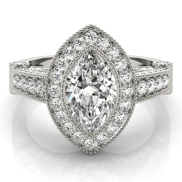 Marquise Vintage Halo Royal Pavé Diamond Engagement Ring - Elgrissy Diamonds