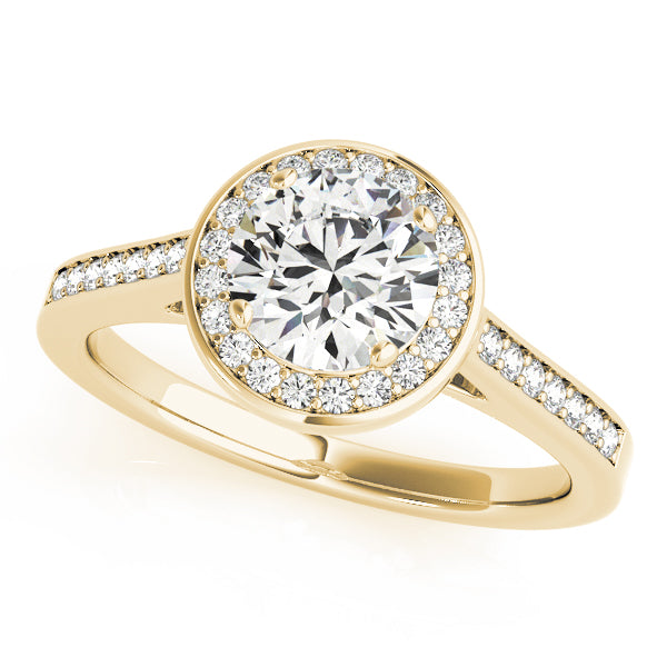 Halo Cathedral Round Engagement Ring - Elgrissy Diamonds