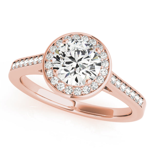 Halo Cathedral Round Engagement Ring - Elgrissy Diamonds