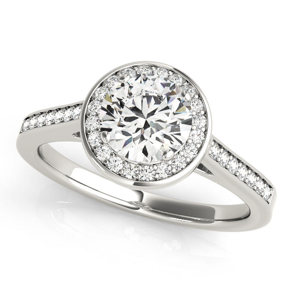 Halo Cathedral Round Engagement Ring - Elgrissy Diamonds