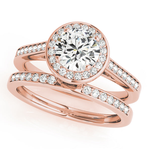 Halo Cathedral Round Engagement Ring - Elgrissy Diamonds