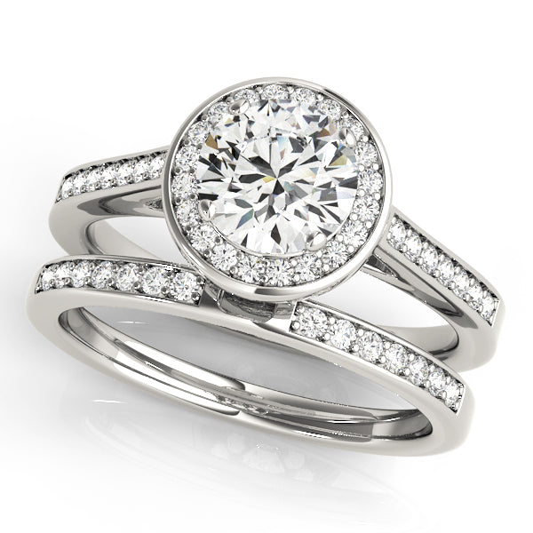 Halo Cathedral Round Engagement Ring - Elgrissy Diamonds