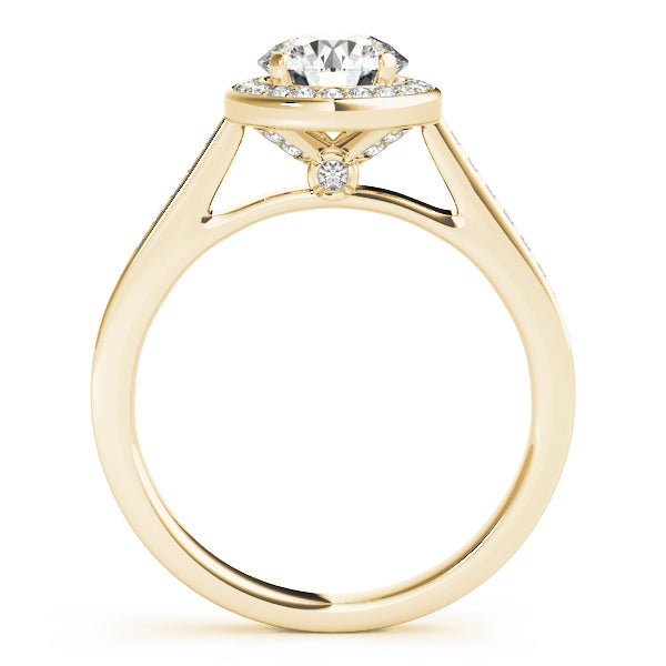 Halo Cathedral Round Engagement Ring - Elgrissy Diamonds