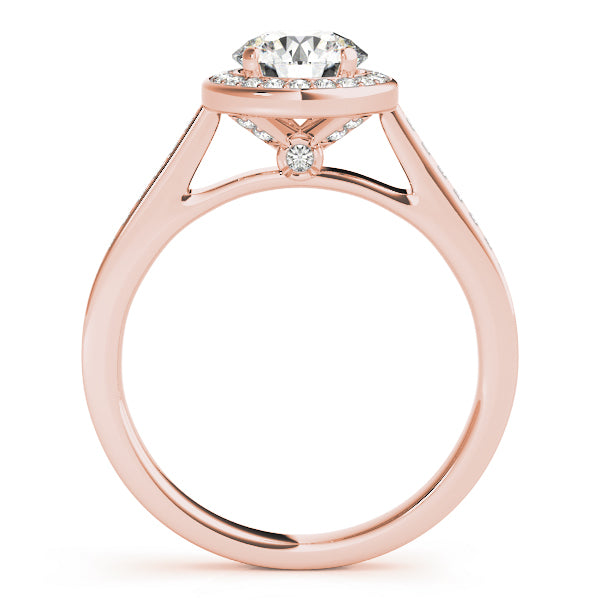 Halo Cathedral Round Engagement Ring - Elgrissy Diamonds