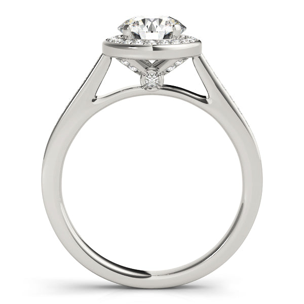Halo Cathedral Round Engagement Ring - Elgrissy Diamonds