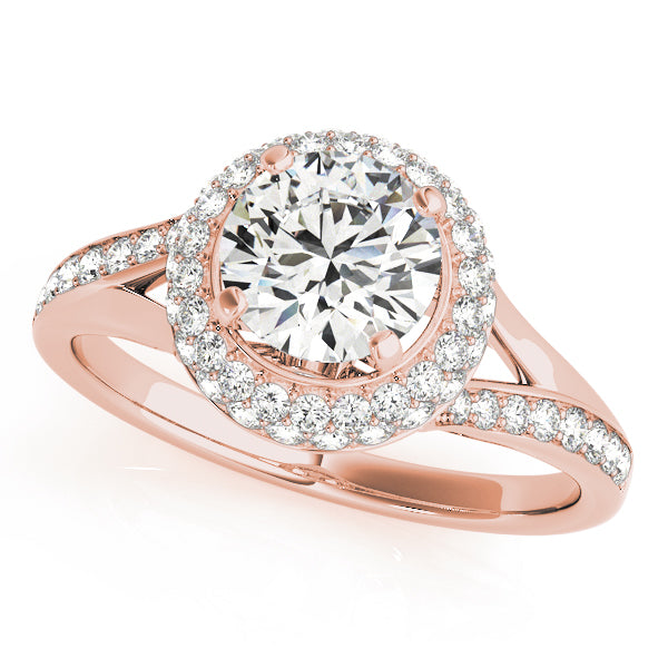 Round Halo Split Shank Engagement Ring - Elgrissy Diamonds