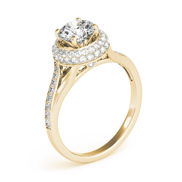 Round Halo Split Shank Engagement Ring - Elgrissy Diamonds