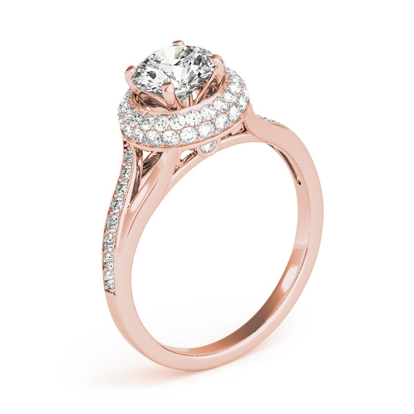 Round Halo Split Shank Engagement Ring - Elgrissy Diamonds