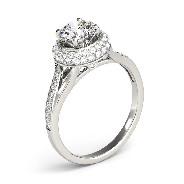 Round Halo Split Shank Engagement Ring - Elgrissy Diamonds