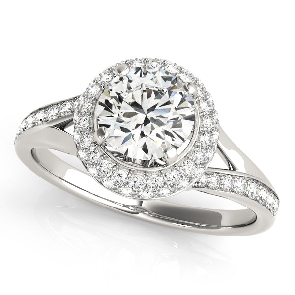 Round Halo Split Shank Engagement Ring - Elgrissy Diamonds