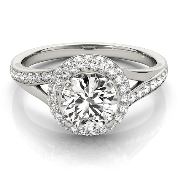 Round Halo Split Shank Engagement Ring - Elgrissy Diamonds