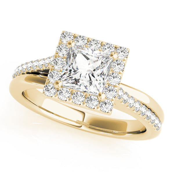 Halo Princess Free Form Pavé Princess Cut Engagement Ring - Elgrissy Diamonds