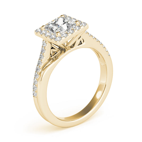 Halo Princess Free Form Pavé Princess Cut Engagement Ring - Elgrissy Diamonds