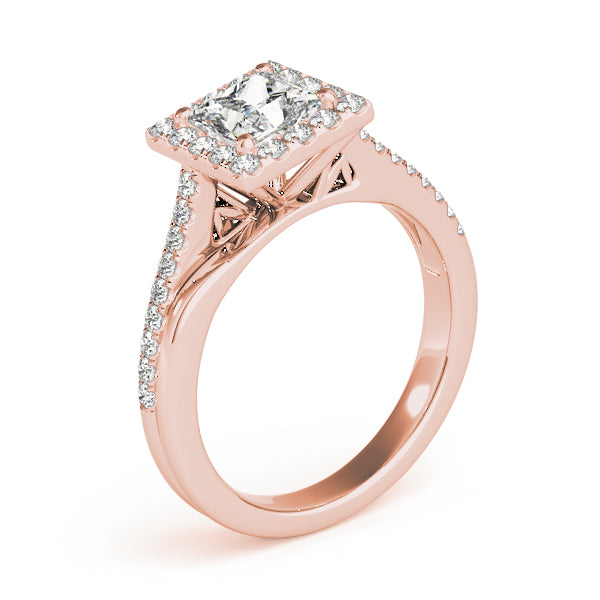 Halo Princess Free Form Pavé Princess Cut Engagement Ring - Elgrissy Diamonds