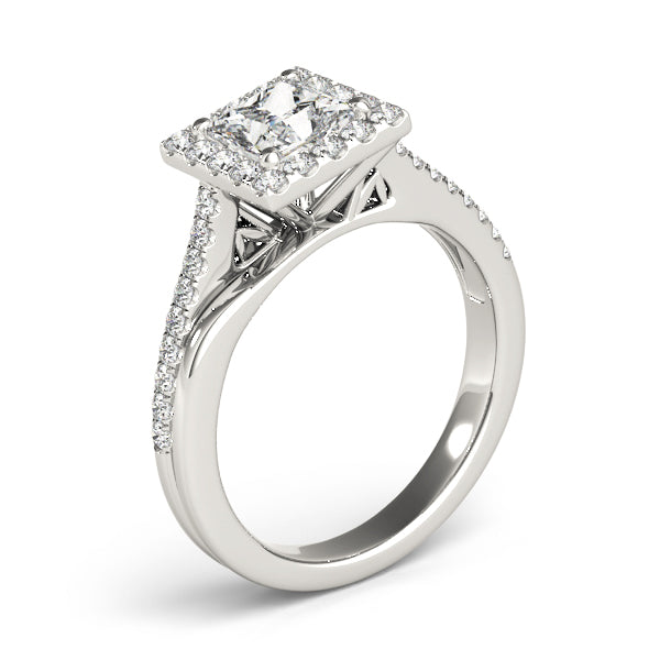 Halo Princess Free Form Pavé Princess Cut Engagement Ring - Elgrissy Diamonds