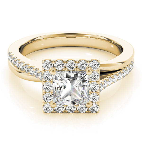 Halo Princess Free Form Pavé Princess Cut Engagement Ring - Elgrissy Diamonds