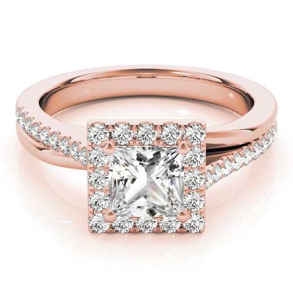 Halo Princess Free Form Pavé Princess Cut Engagement Ring - Elgrissy Diamonds