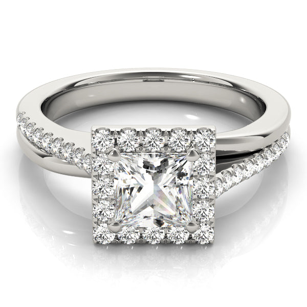 Halo Princess Free Form Pavé Princess Cut Engagement Ring - Elgrissy Diamonds