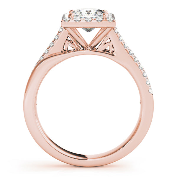 Halo Princess Free Form Pavé Princess Cut Engagement Ring - Elgrissy Diamonds